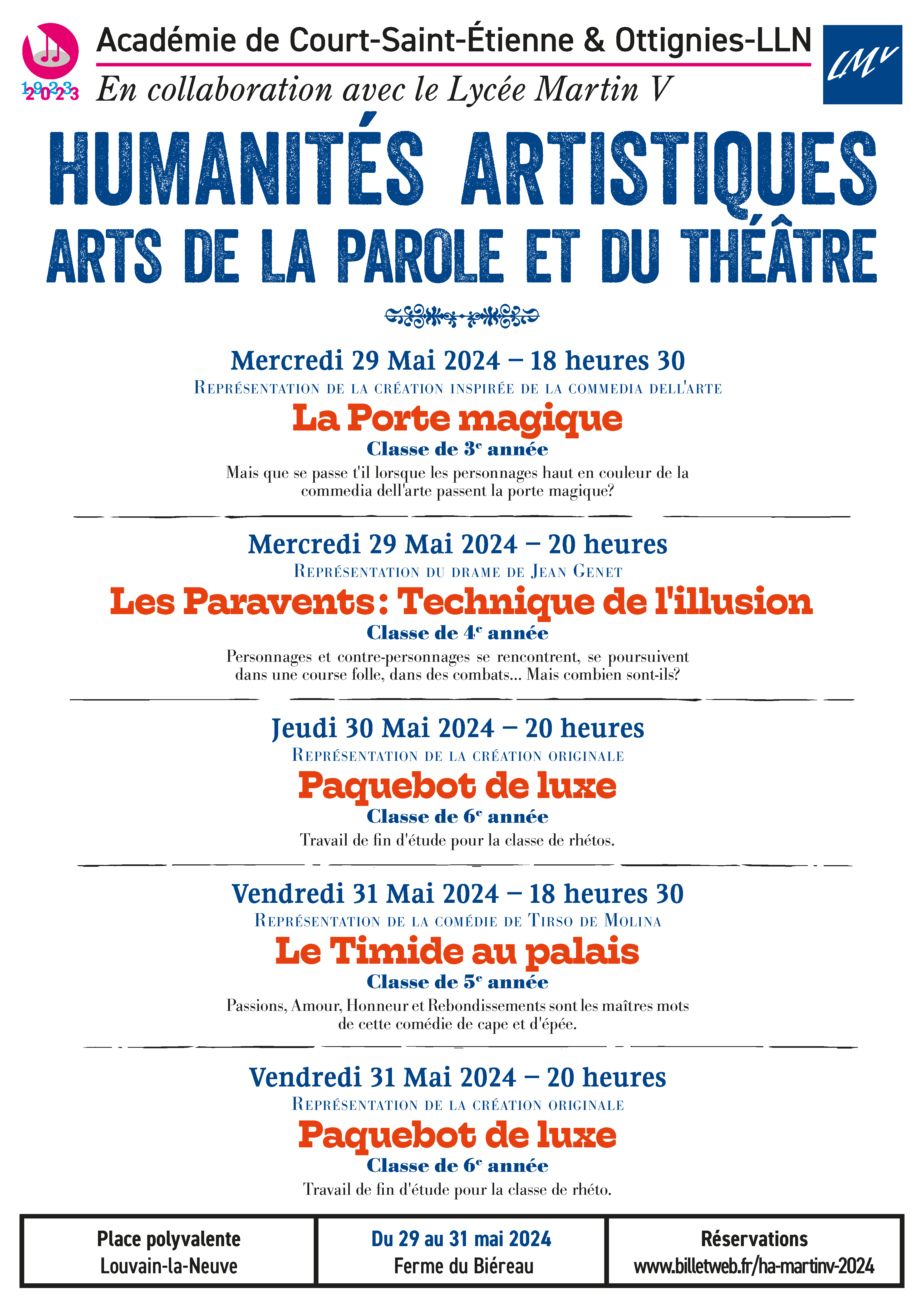 affiche des spectacles humanités théâtre MartinV