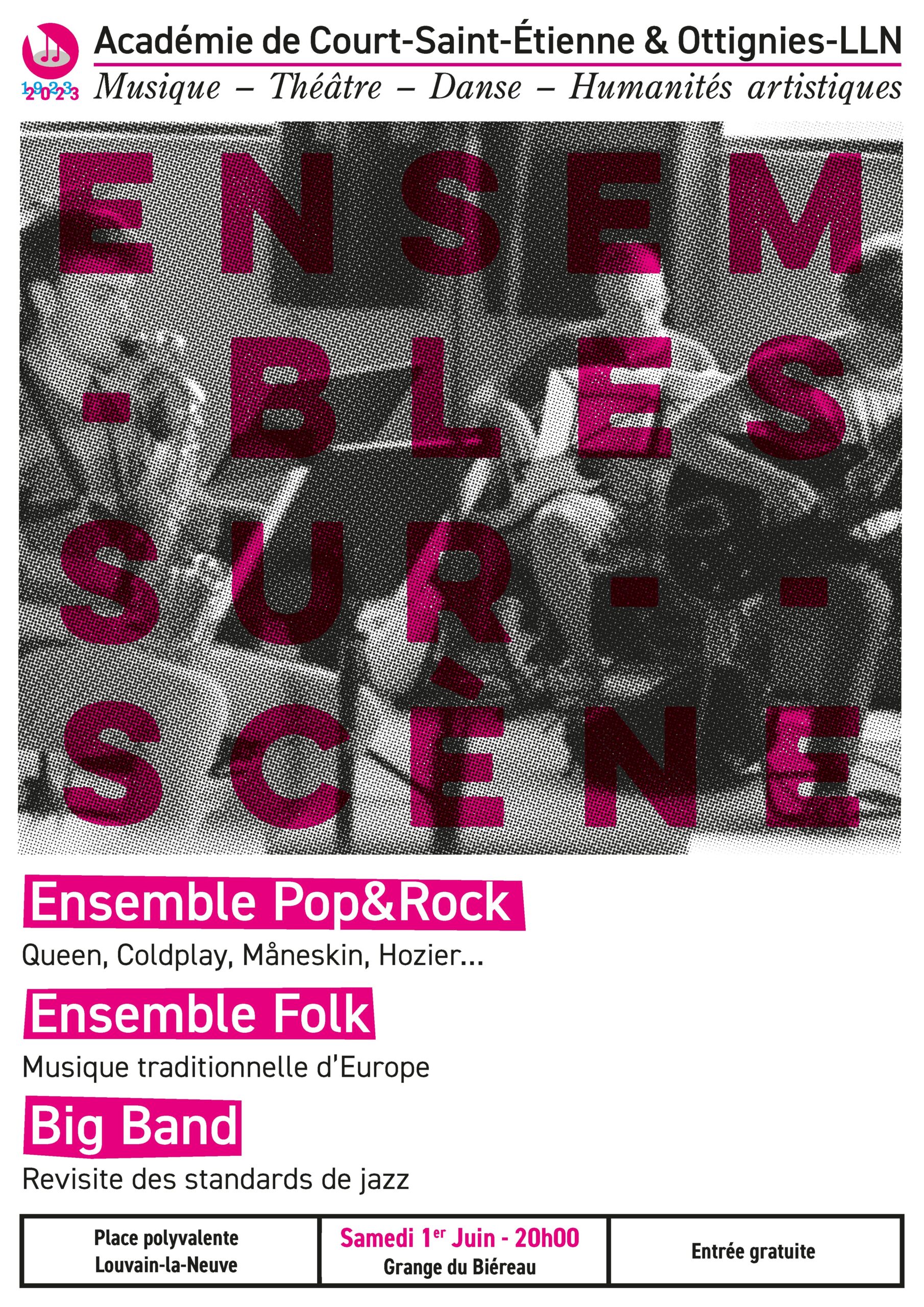 affiche du concert des ensembles le 1er juin 20h à la grange du Biéreau