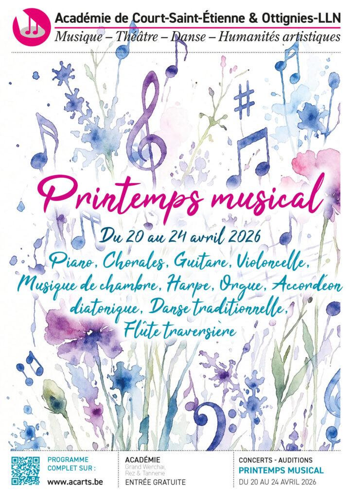 Affiche du Printemps musical, concerts à l'académie du 20 au 24 avril 2026.